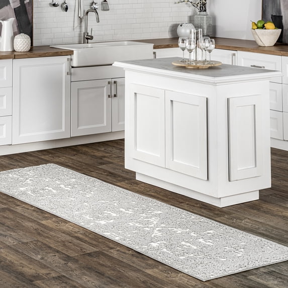 nuLOOM Emberly Textured Medallion Indoor/Outdoor Area Rug, 2' 6" x 12', Runner, Emberly Grey