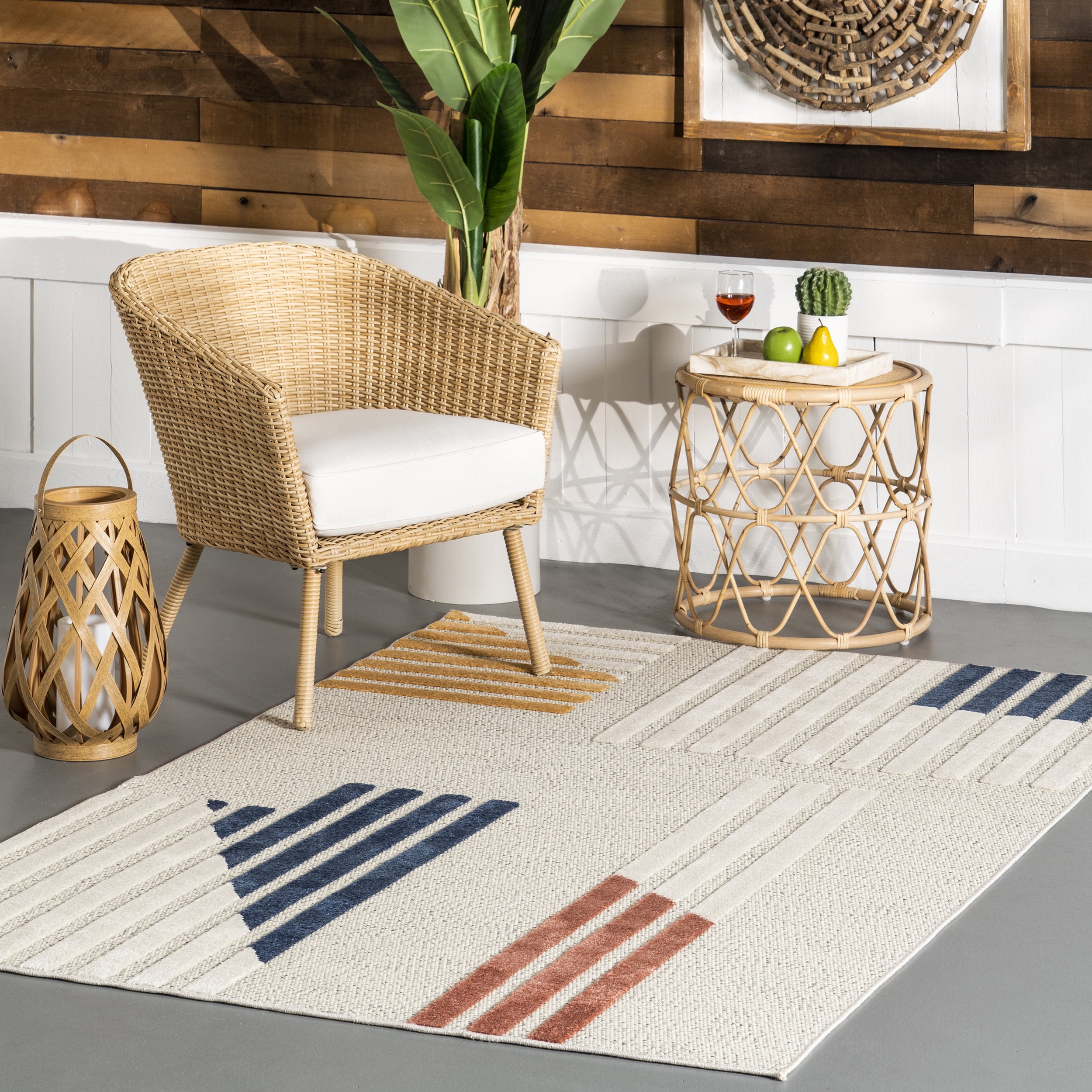 nuLOOM Emeliana Raised Bars Indoor/Outdoor Area Rug, 6' 7
