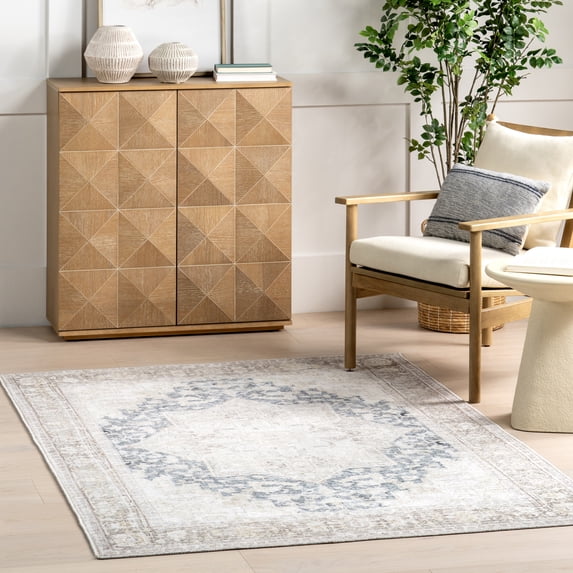 nuLOOM Emely Medallion Machine Washable Area Rug, 2' 6" x 8', Runner, Beige