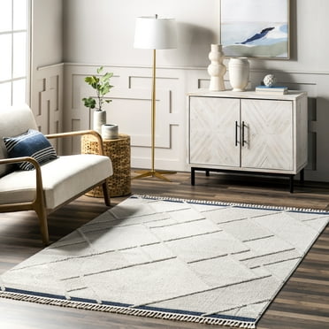 nuLOOM Emilie Casual Geometric Tasseled Area Rug, 5' 3" x 7' 7", Beige