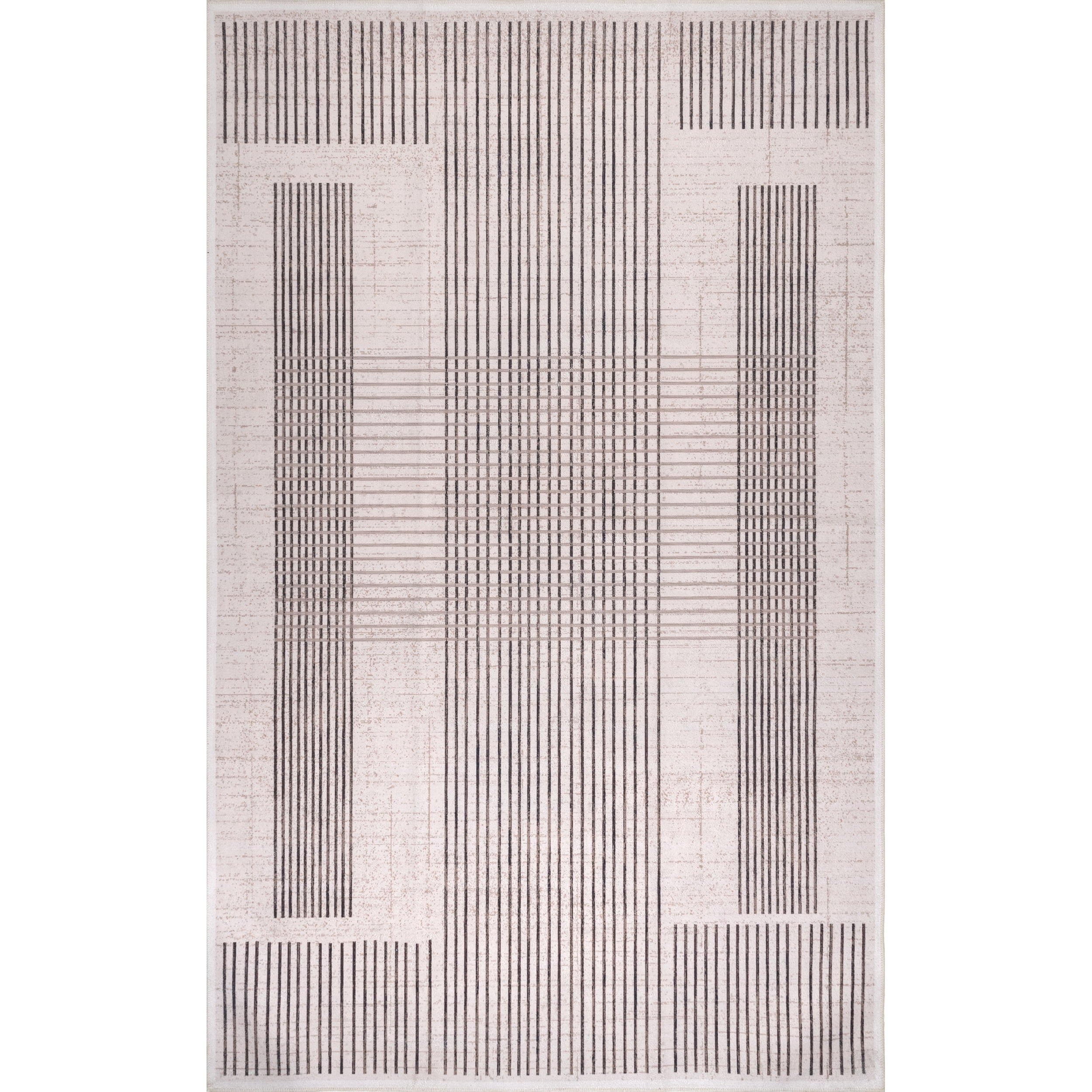 nuLOOM Erica Machine Washable Modern Striped Block Area Rug, 5' x 8', Grey
