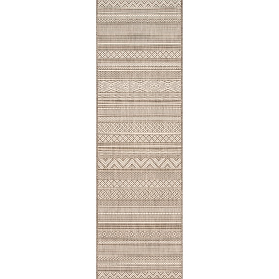 nuLOOM Erlinda Tribal Indoor/Outdoor Runner Rug, 2' x 8', Beige
