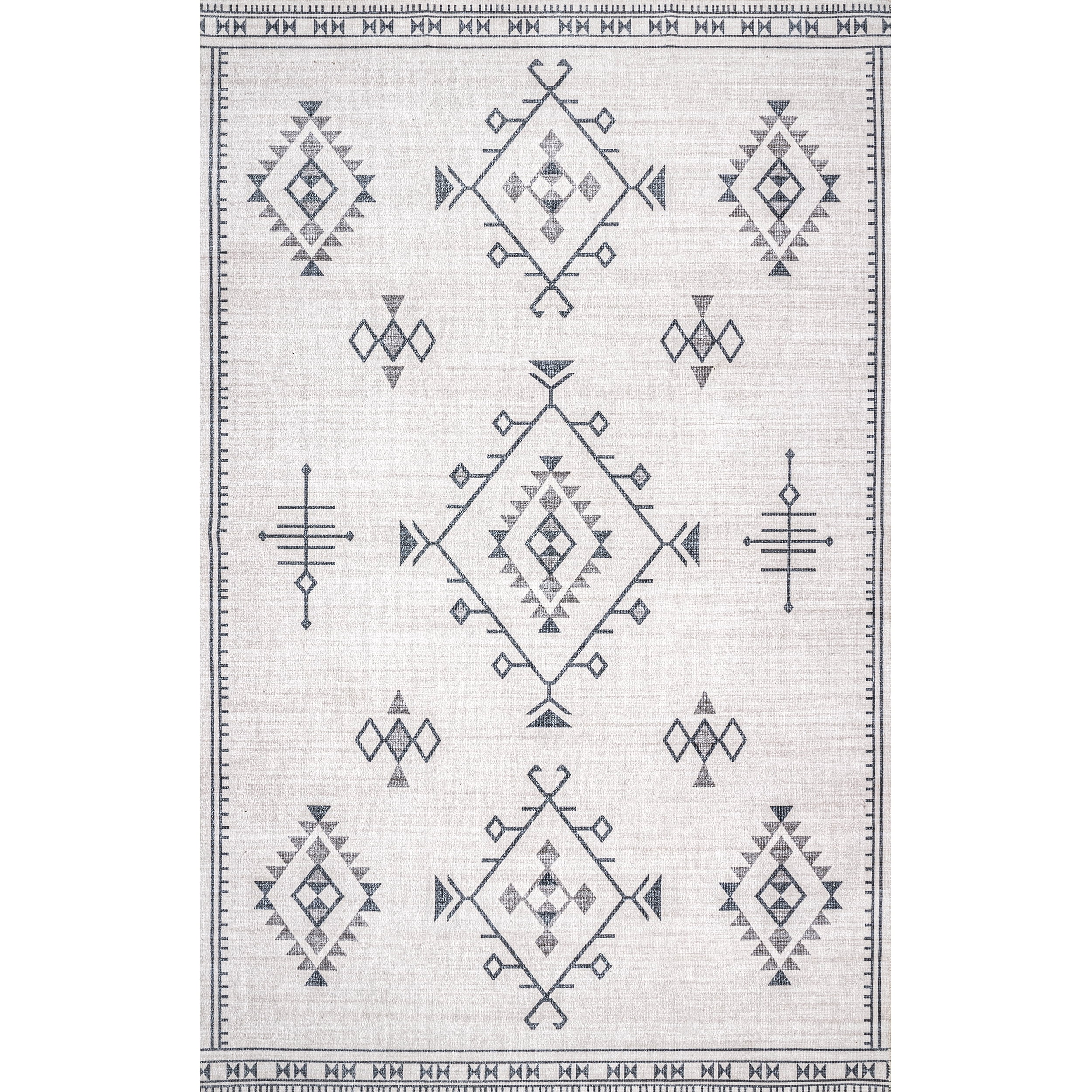Evalyn Cream Southwestern Washable Synthetic Area Rug 3' x 5'
