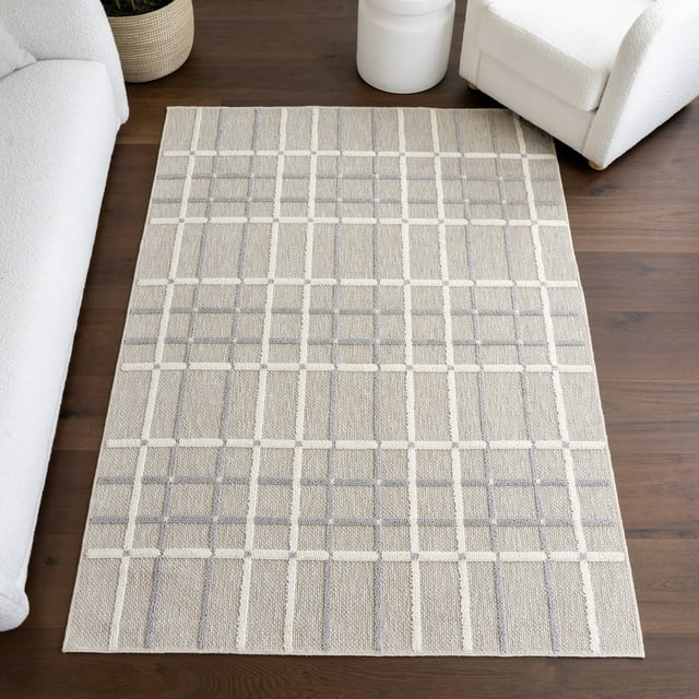 nuLOOM Evania Striped Machine Washable Area Rug, 8' 10" x 12', Evania Light Grey