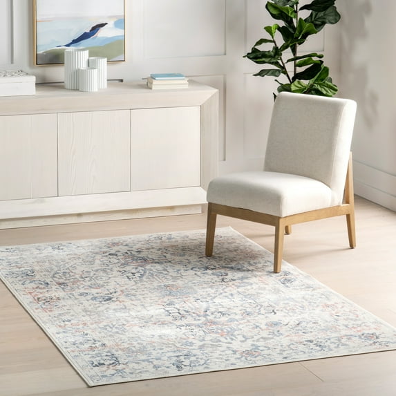 nuLOOM Everlee Faded Persian Machine Washable Area Rug, 2' 8" x 6', Runner, Blue