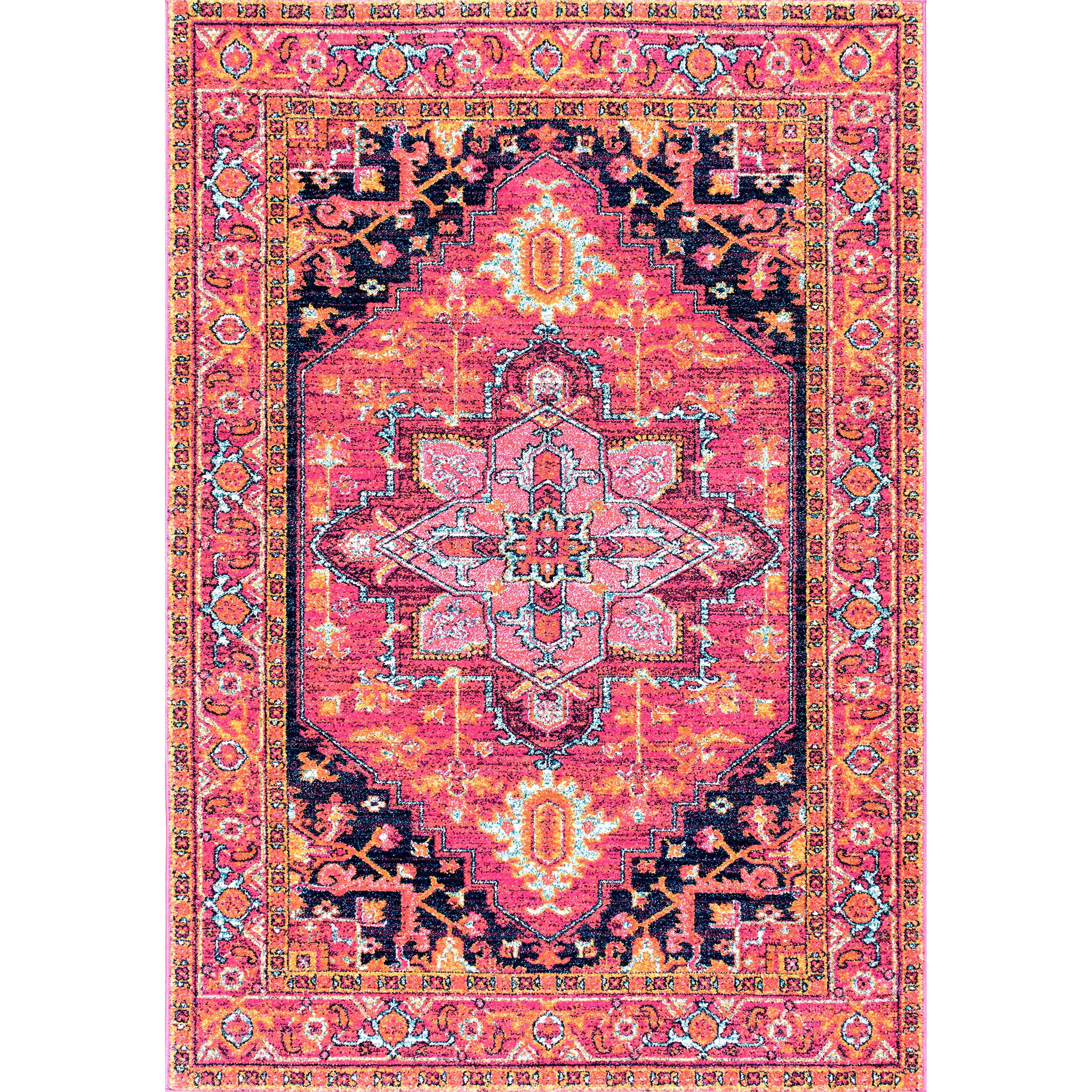 Reversible Pink Synthetic Medallion 8' x 10' Area Rug