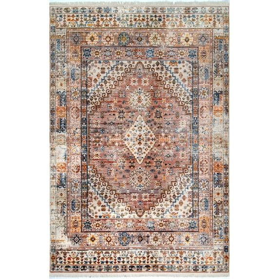 nuLOOM Farley Medallion Fringe Area Rug, 3' x 5', Khaki