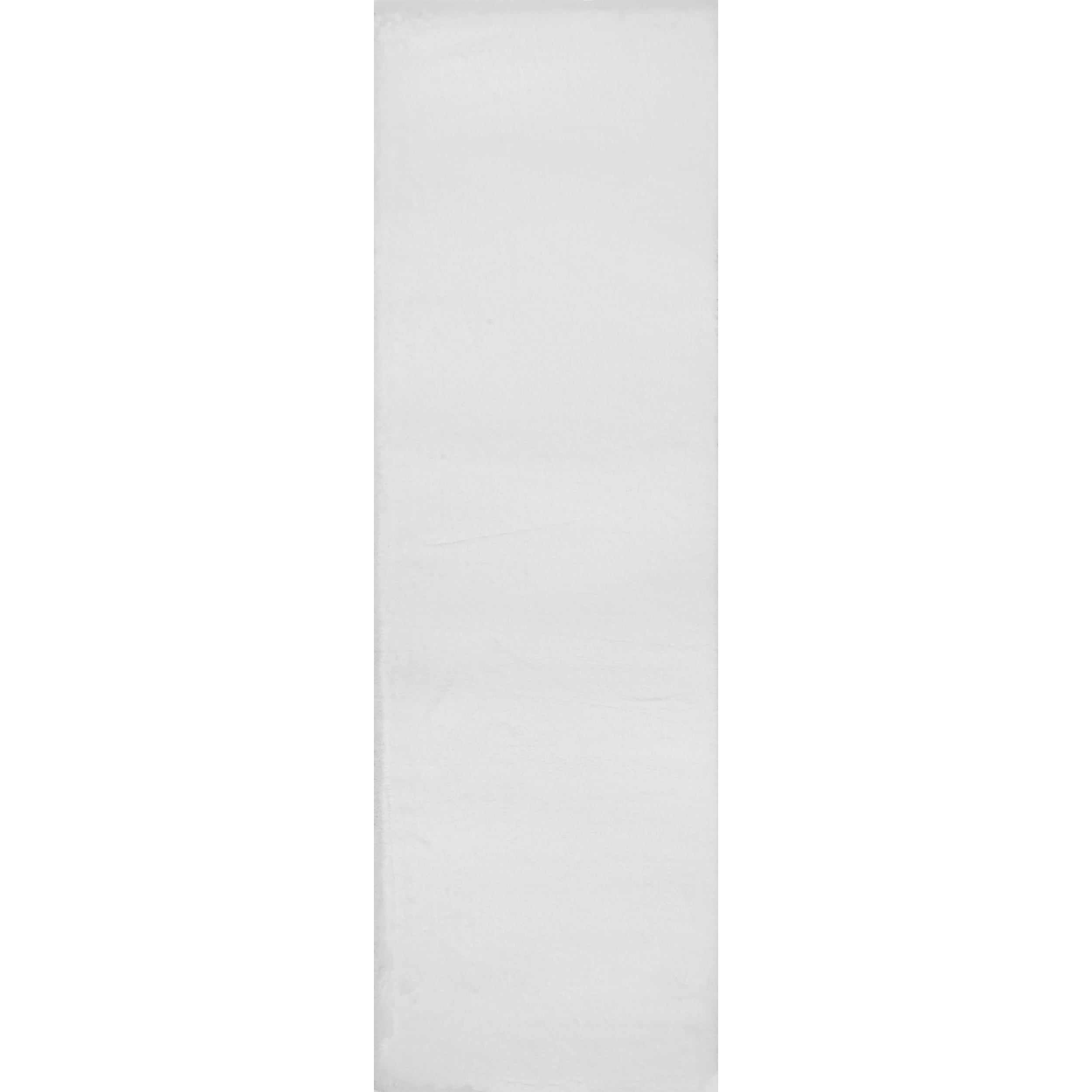 nuLOOM Faux Rabbit Soft Solid Shag Runner Rug, 2' x 6', White
