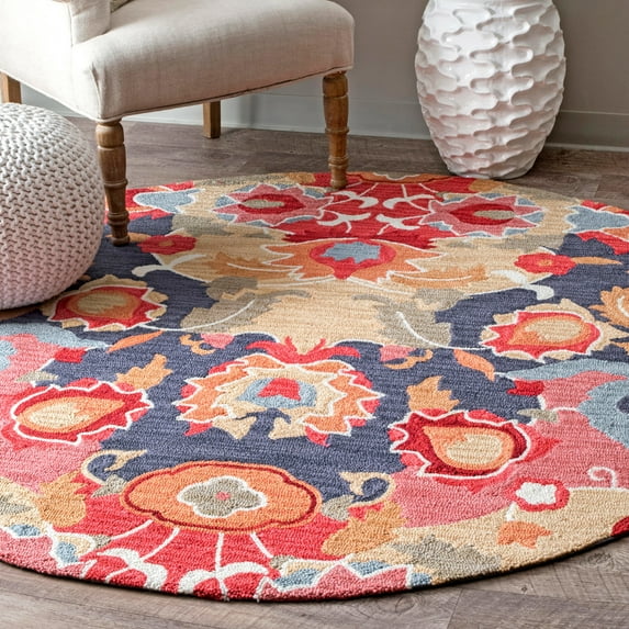 nuLOOM Hand Hooked Felicity Area Rug, 6', Round, Felicity Multicolor