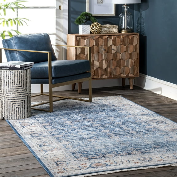 nuLOOM Fernanda Faded Persian Area Rug, 5' x 5', Square, Blue