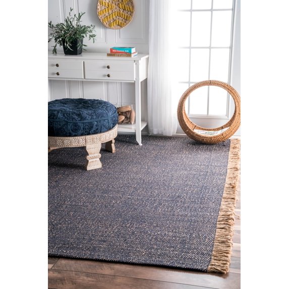 nuLOOM Flatweave Natural Fiber Fenella Area Rug, 4' x 6', Blue
