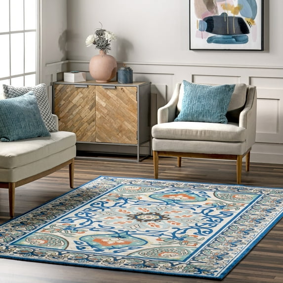 nuLOOM Floral Leda Area Rug, 8' x 10', Leda Blue