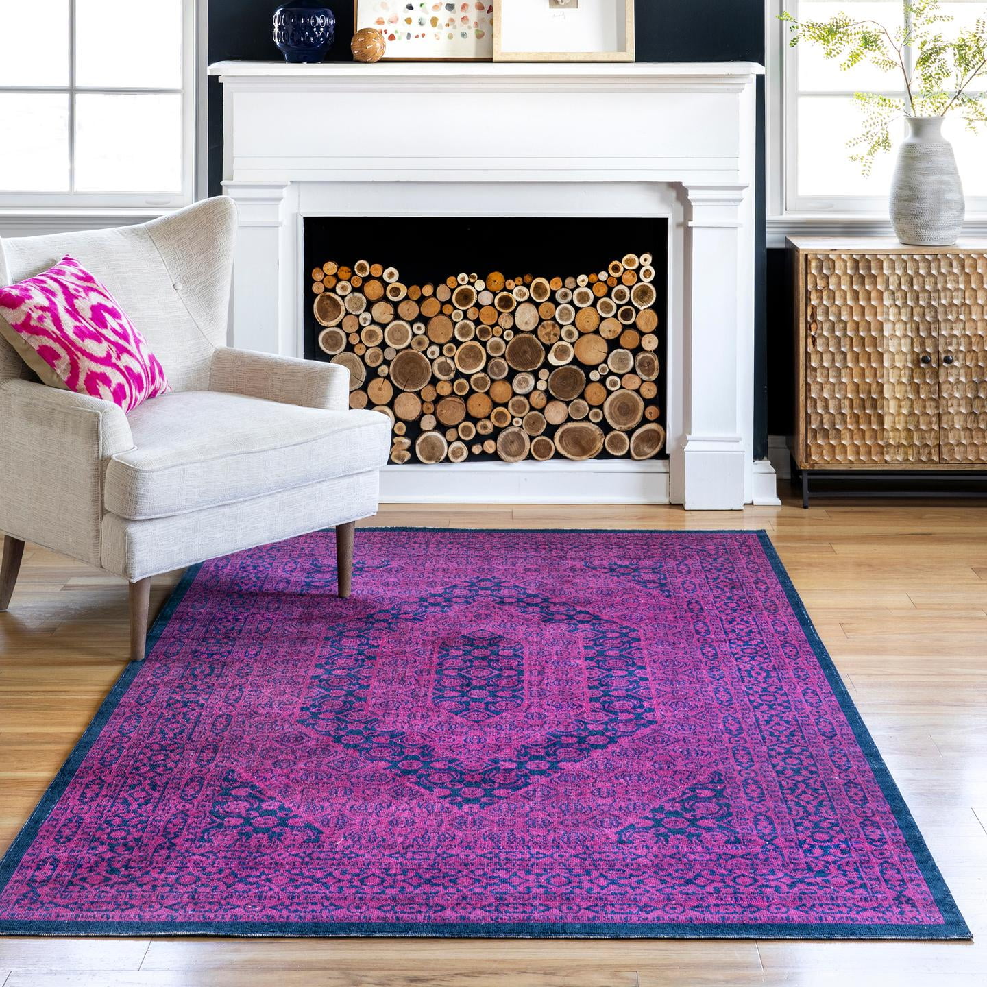 nuLOOM Floral Print Damask Glam Area Rugs, Pink - Walmart.com