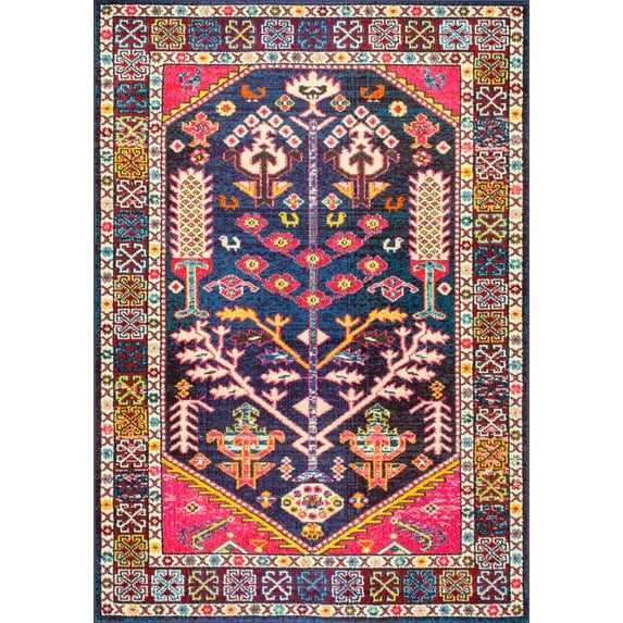 nuLOOM Floral Print Traditional Area Rugs, Blue