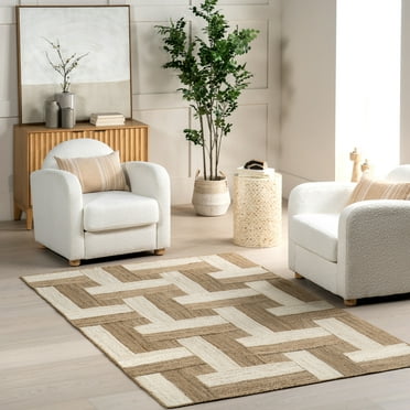 nuLOOM Florentina Geometric Links Jute Area Rug, 5' x 8', Natural