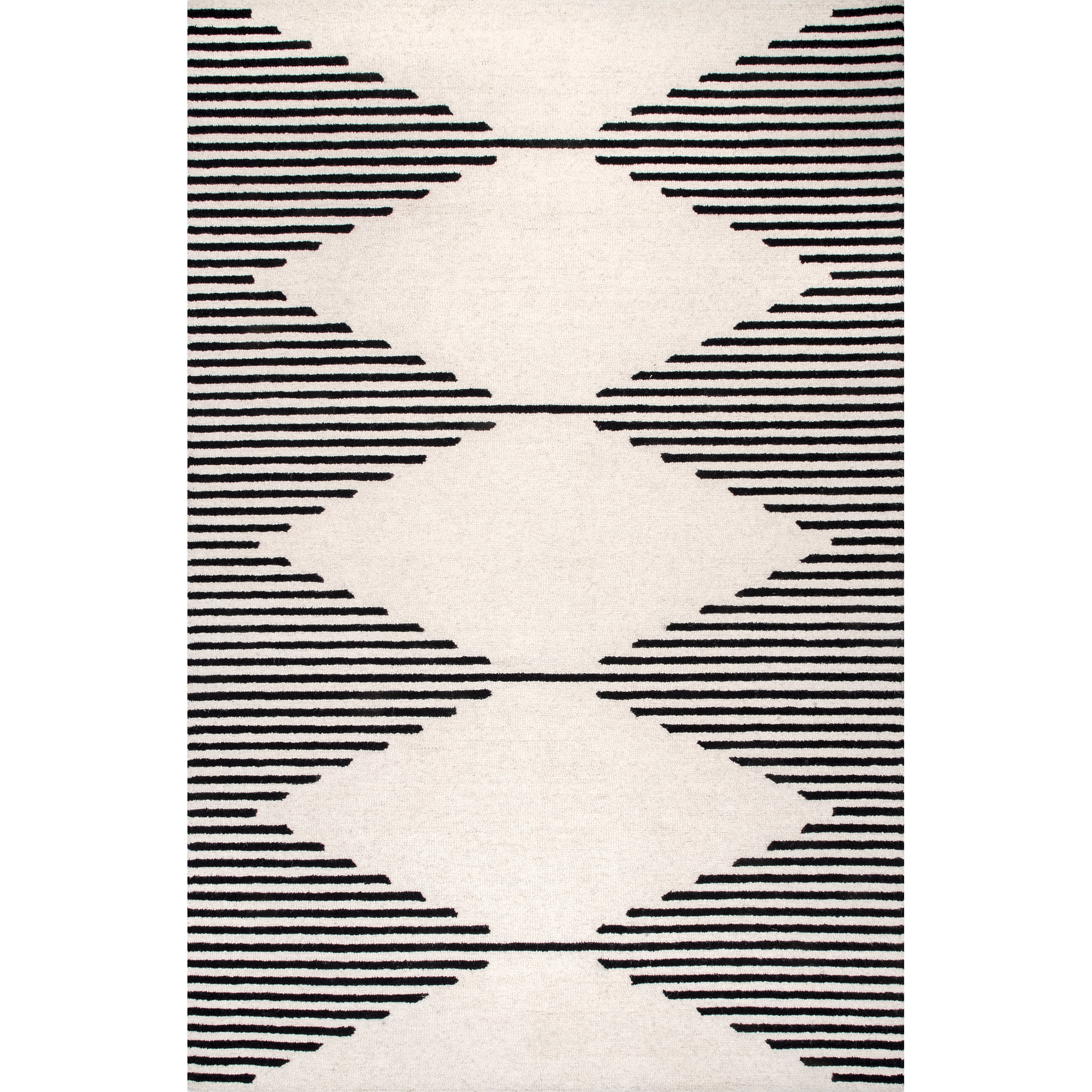 Elegant Ivory Tufted Wool Rectangular Rug 6' x 9' - Easy Care