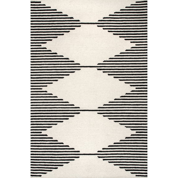 nuLOOM Flynn Handmade Contemporary Wool Area Rug, 6' x 9', Ivory