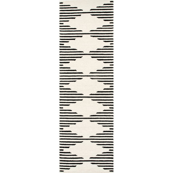nuLOOM Flynn Handmade Contemporary Wool Runner Rug, 2' x 8', Ivory