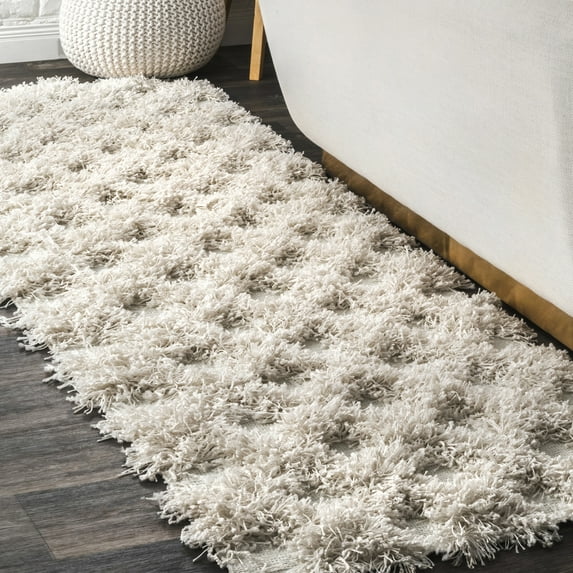 nuLOOM Francene Diamond Trellis Shag Area Rug, 2' 5" x 9' 6", Runner, Francene Ivory