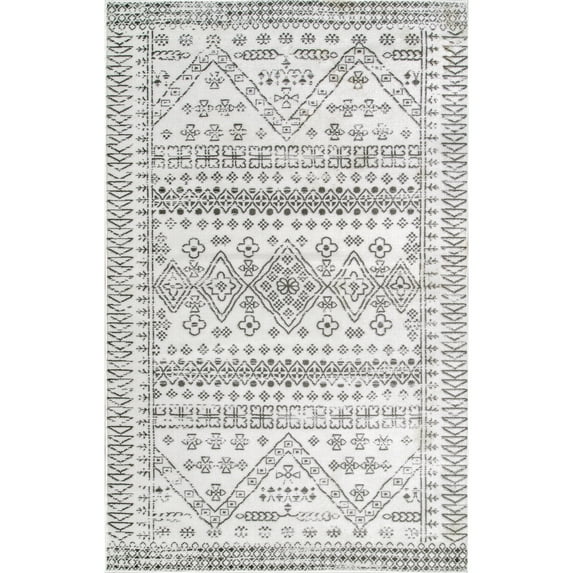 nuLOOM Frances Moroccan Area Rug, 6' 7" x 9', Light Gray
