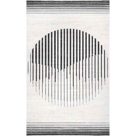 nuLOOM Francesca SpinClean Machine Washable Contemporary Moon Area Rug, 4' x 6', Francesca Moon Navy