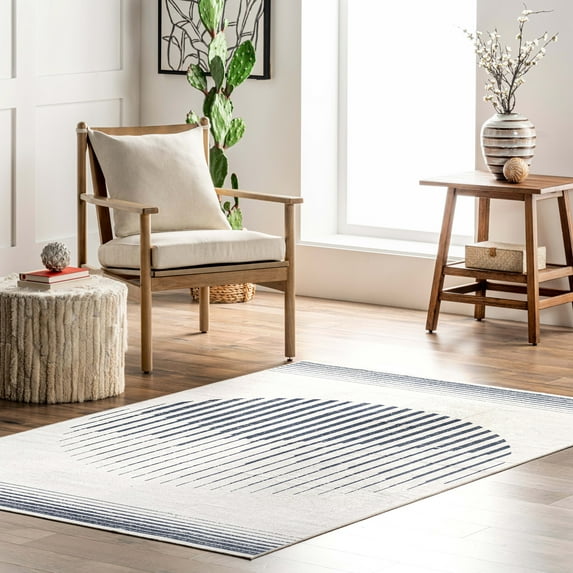 nuLOOM Francesca SpinClean Machine Washable Contemporary Moon Area Rug, 5' x 8', Francesca Moon Navy