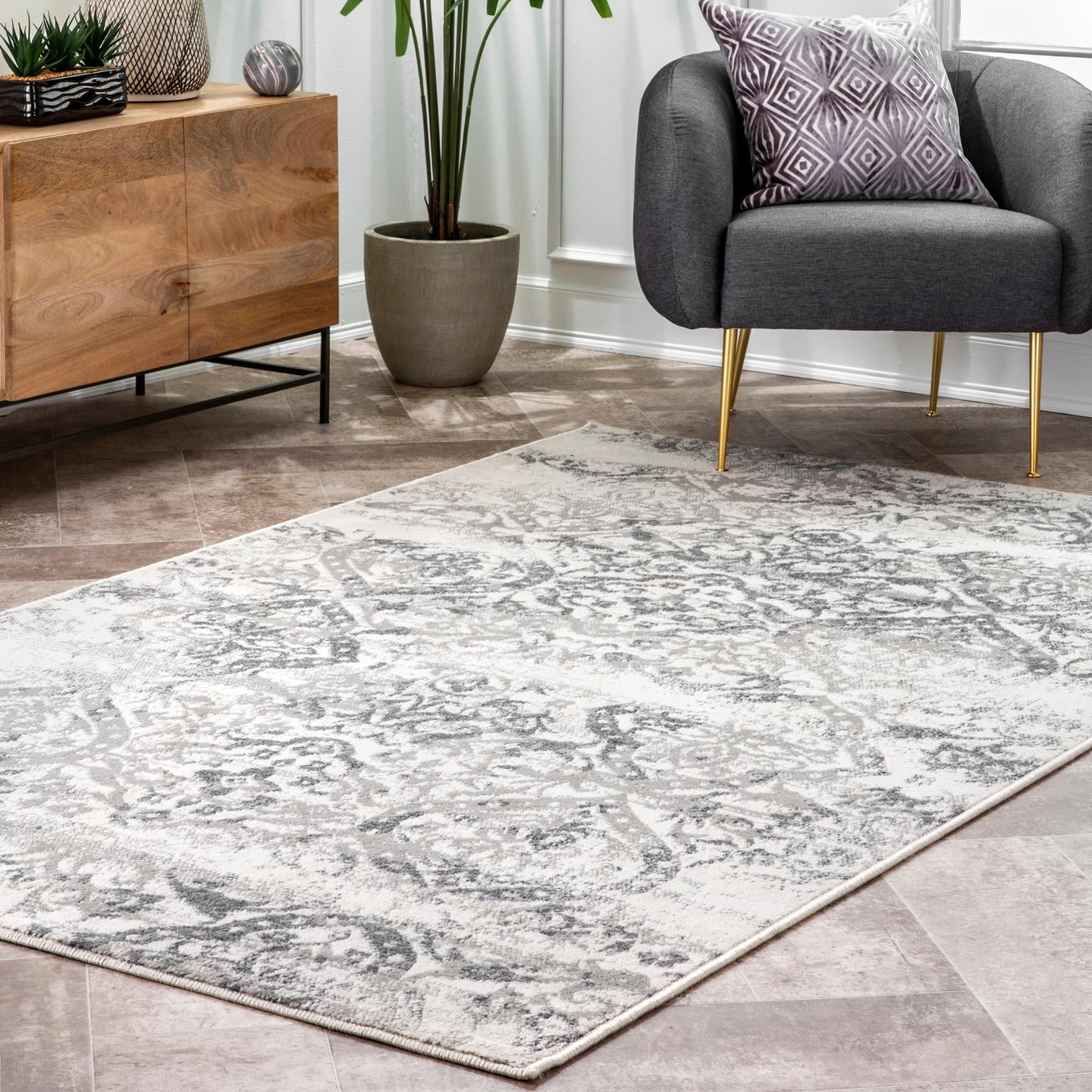 nuLOOM Freja Distressed Area Rug, 8' x 10', Gray