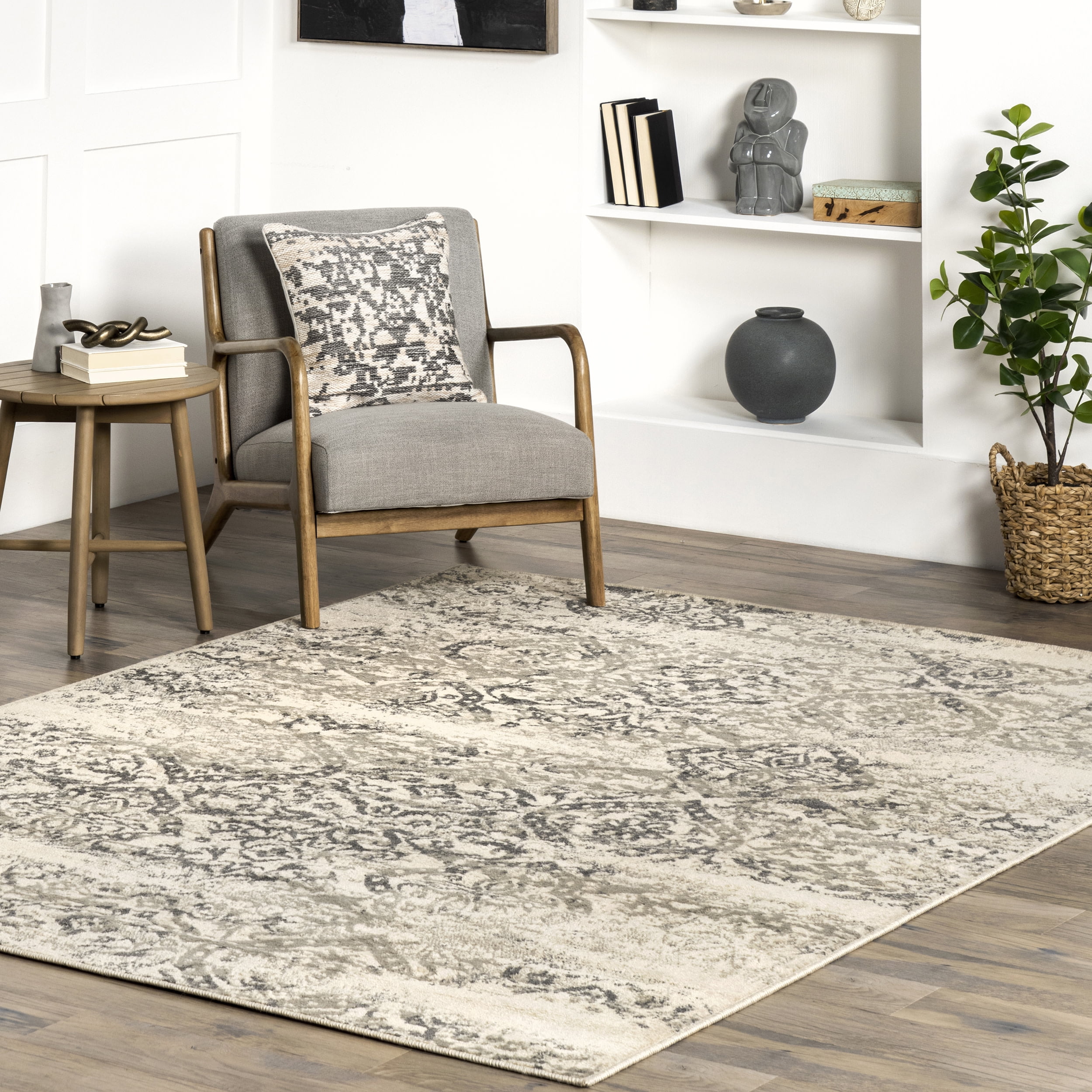 nuLOOM Freja Faded Floral Area Rug, 5' x 8', Grey