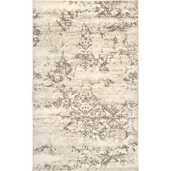 nuLOOM Freja Faded Floral Beige 4' x 6' Vintage Area Rug