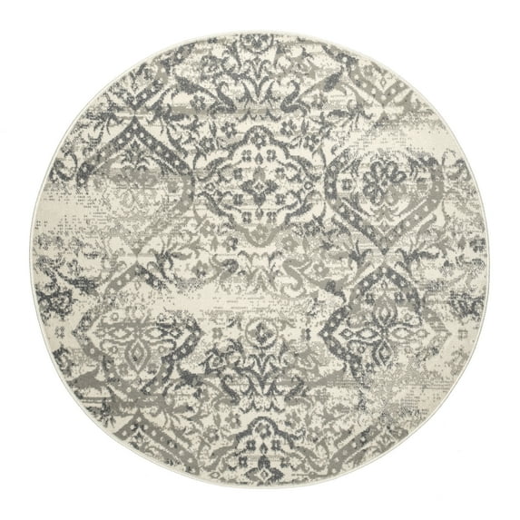 nuLOOM Freja Faded Floral Grey 4' x 6' Vintage Oval Rug