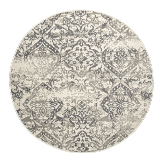 nuLOOM Freja Faded Floral Grey 5' Vintage Round Rug