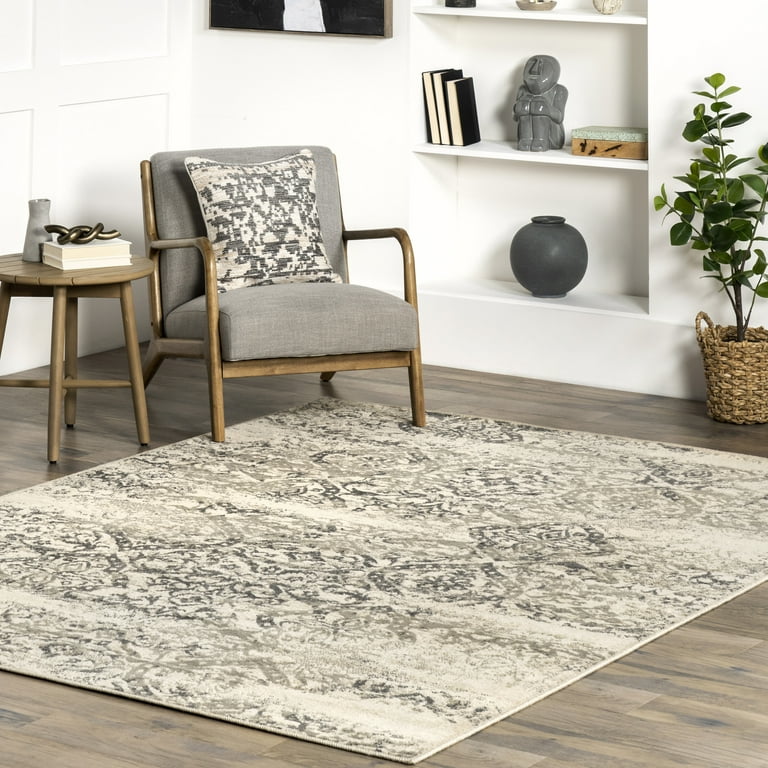 口コミ・レビューで人気商品を探そう 8' x 5' Grey Floral Faded Freja nuLOOM Vintage Rug Area ラグ
