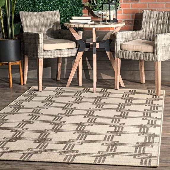 nuLOOM Frontier Greek Trellis Indoor/Outdoor Area Rug, 5' x 8', Ivory