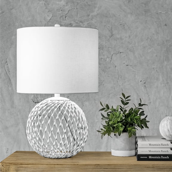 nuLOOM Galena 20" Iron Table Lamp, 20" H x 13" W x 13" D, White