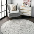 thumbnail image 1 of nuLOOM Gena Distressed Transitional Medallion Area Rug, 8', Round, Gena Light Grey, 1 of 15