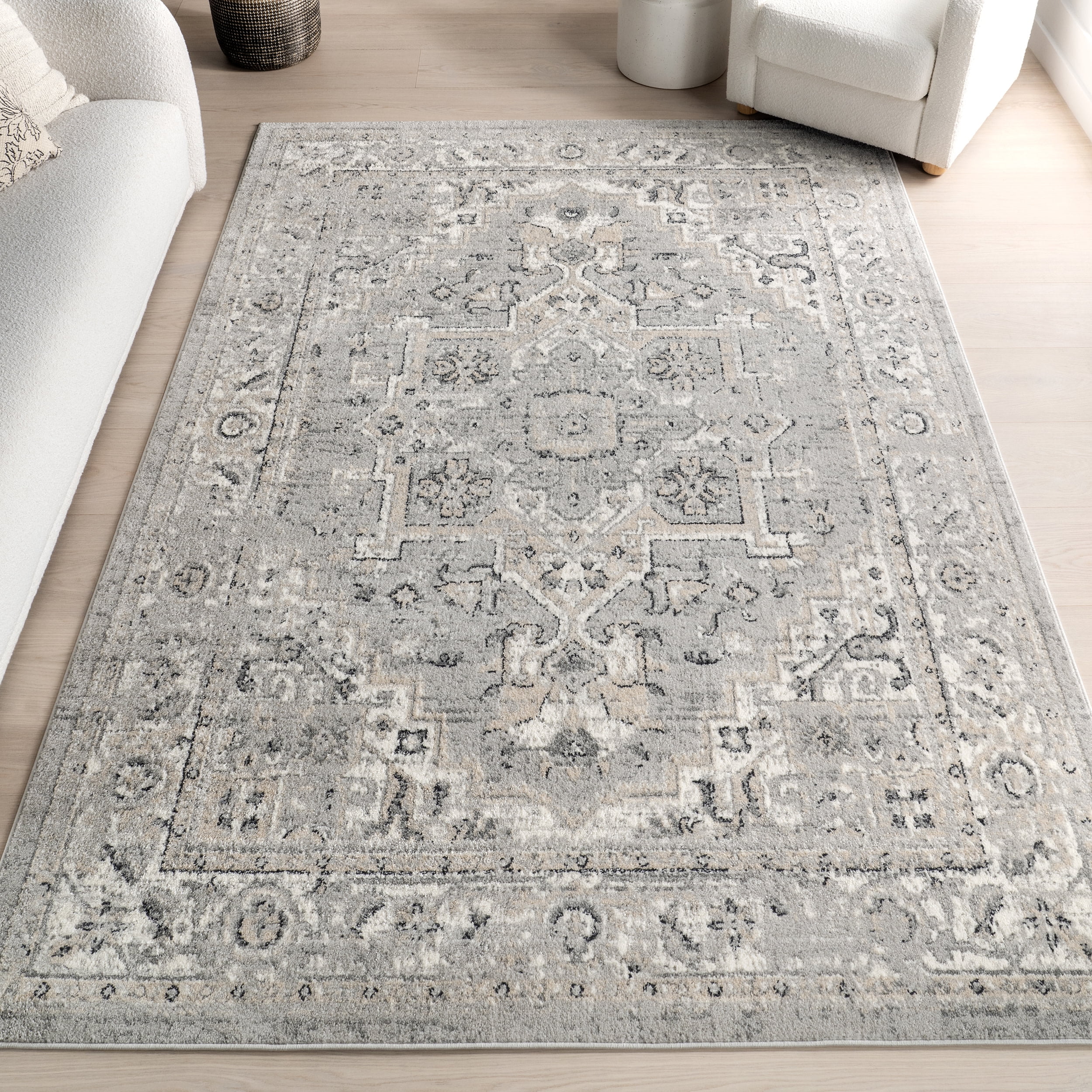 Gray 8' x 10' Synthetic Medallion Area Rug