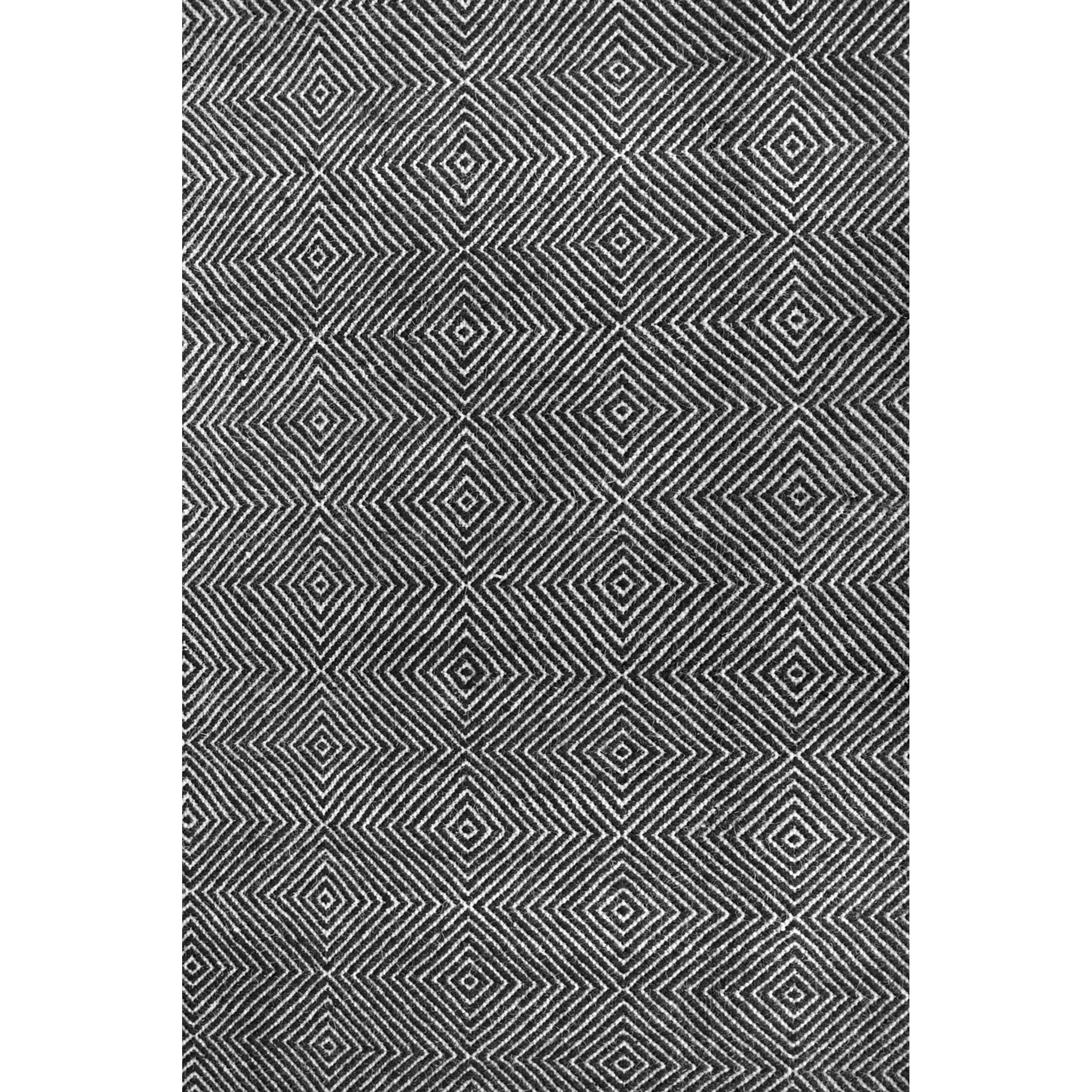 Black Geometric Wool 3' x 5' Handmade Tufted Area Rug
