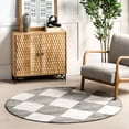 thumbnail image 1 of nuLOOM Gianna Contemporary Geometric Checker Tile Area Rug, 5', Round, Grey, 1 of 6