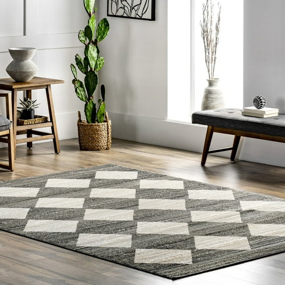 nuLOOM Gianna Contemporary Geometric Checker Tile Area Rug, 8' x 10', Gianna Grey