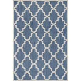 4' X 6' Blue And Ivory Moroccan Indoor Outdoor Area Rug 4' X 6' Blue And Ivory Moroccan Indoor Outdoor Area Rug