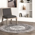 thumbnail image 1 of nuLOOM Gladys SpinClean Machine Washable Vintage Medallion Area Rug, 8', Round, Gladys Light Grey, 1 of 12