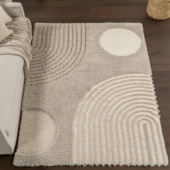 nuLOOM Gloria Abstract Shag Area Rug, 4' x 6', Light Brown