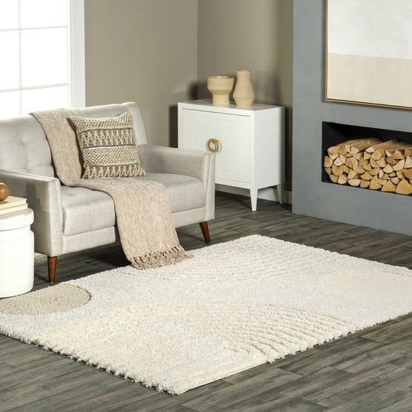 nuLOOM Gloria Abstract Shag Beige 5' x 8' Modern Area Rug