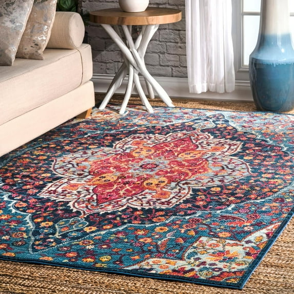 nuLOOM Glowing Bissful Florette Area Rug, 4' x 6', Blue