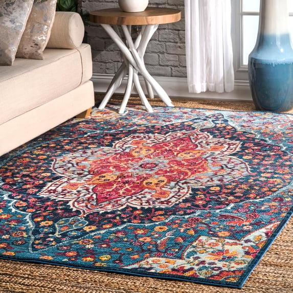nuLOOM Glowing Bissful Florette Area Rug, 5' 3" x 7' 7", Blue