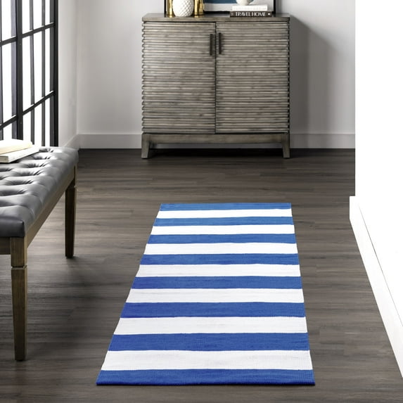 nuLOOM Gracen Cotton Stripe Area Rug, 2' x 6', Blue