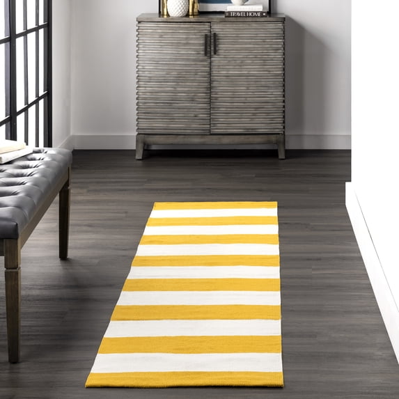 nuLOOM Gracen Cotton Stripe Area Rug, 2' x 6', Yellow