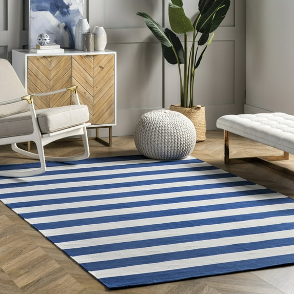 nuLOOM Gracen Cotton Stripe Area Rug, 5' x 8', Blue