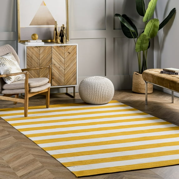 nuLOOM Gracen Cotton Stripe Area Rug, 6' x 9', Yellow