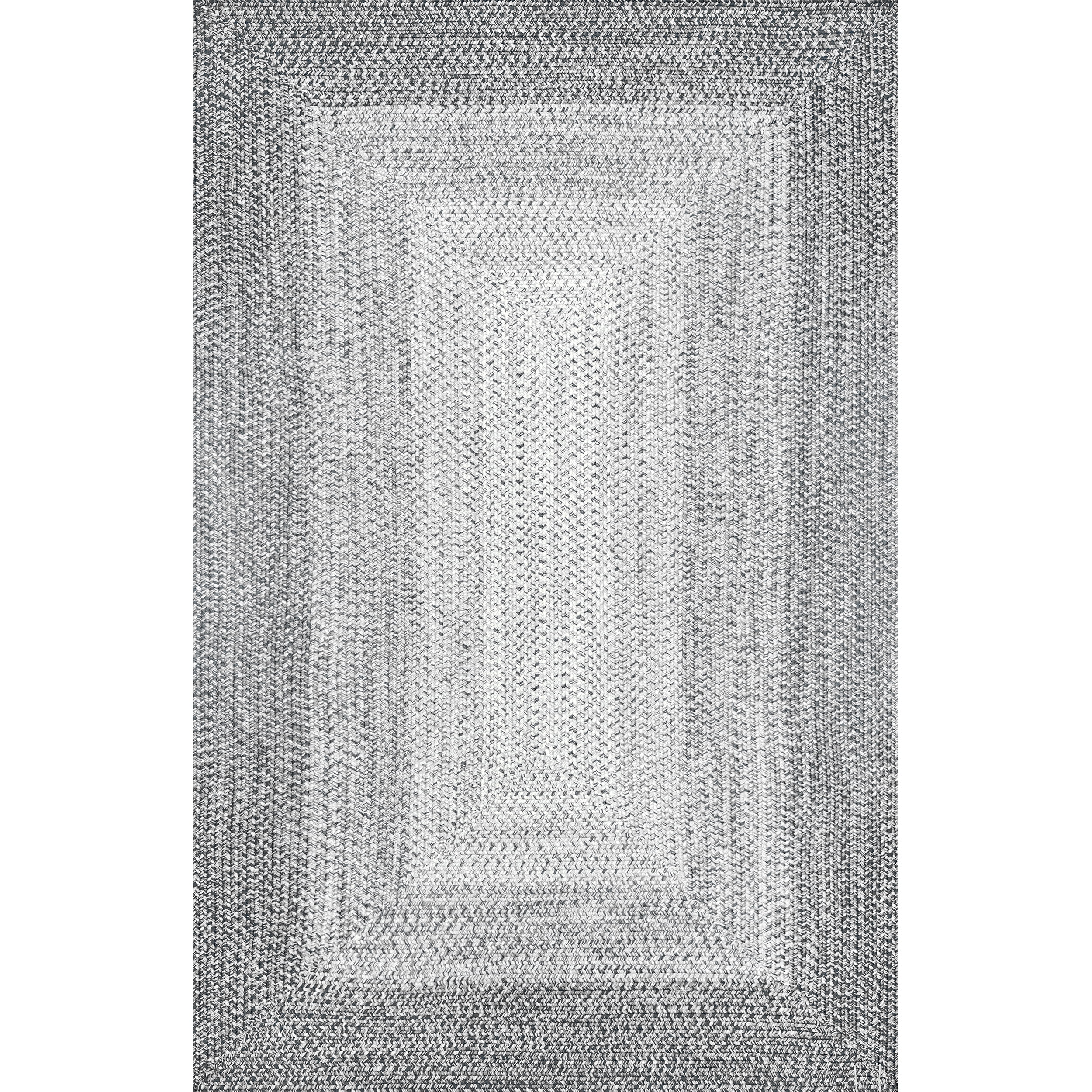 Light Gray Braided Synthetic 4' x 6' Indoor/Outdoor Rug